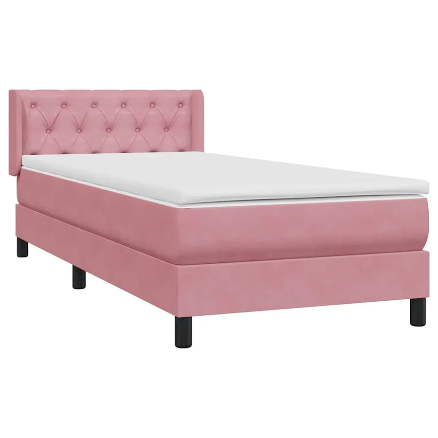 Sommier à lattes de lit avec matelas rose 80x220 cm velours - 2
