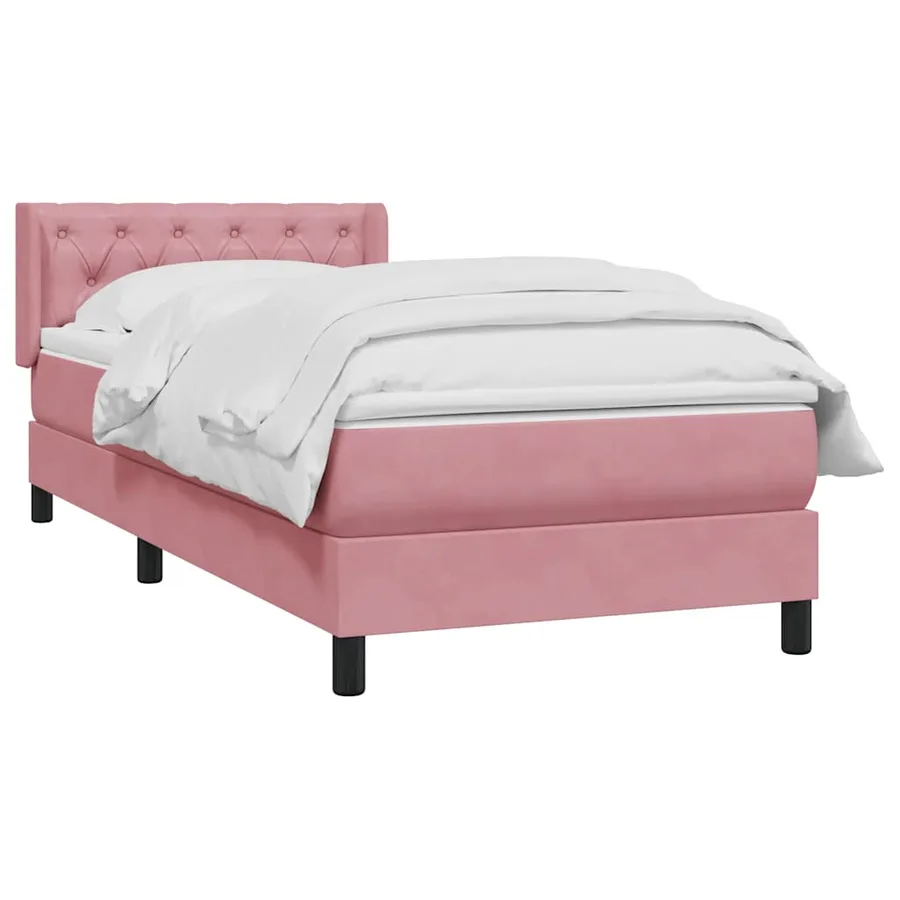 Sommier à lattes de lit avec matelas rose 80x220 cm velours - 4