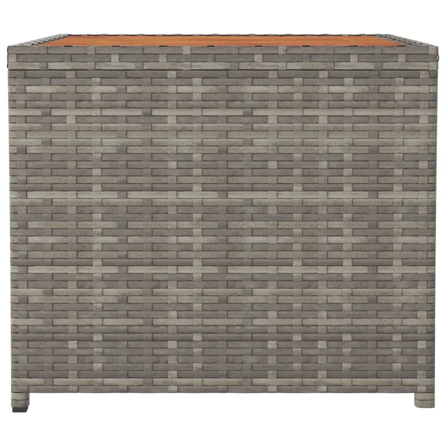 Table à thé et dessus en bois Gris Résine tressée Acacia massif - 4