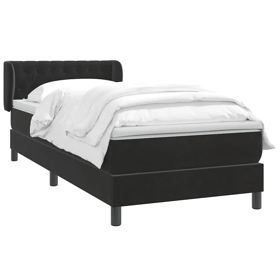Sommier à lattes de lit avec matelas noir 80x220 cm velours - 3