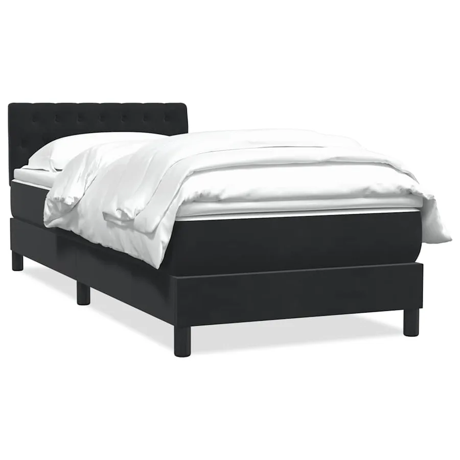 Sommier à lattes de lit avec matelas noir 80x220 cm velours - 2