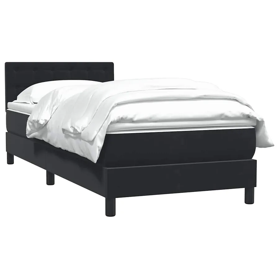 Sommier à lattes de lit avec matelas noir 80x220 cm velours - 3