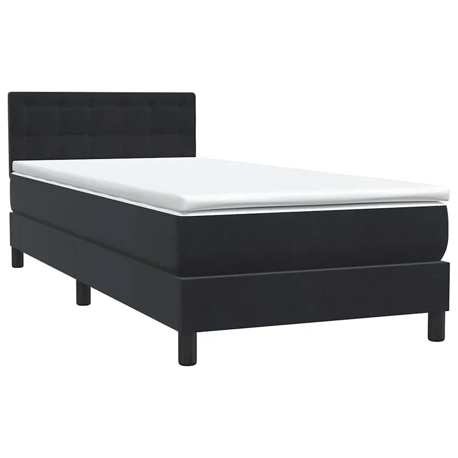 Sommier à lattes de lit avec matelas noir 80x220 cm velours - 4