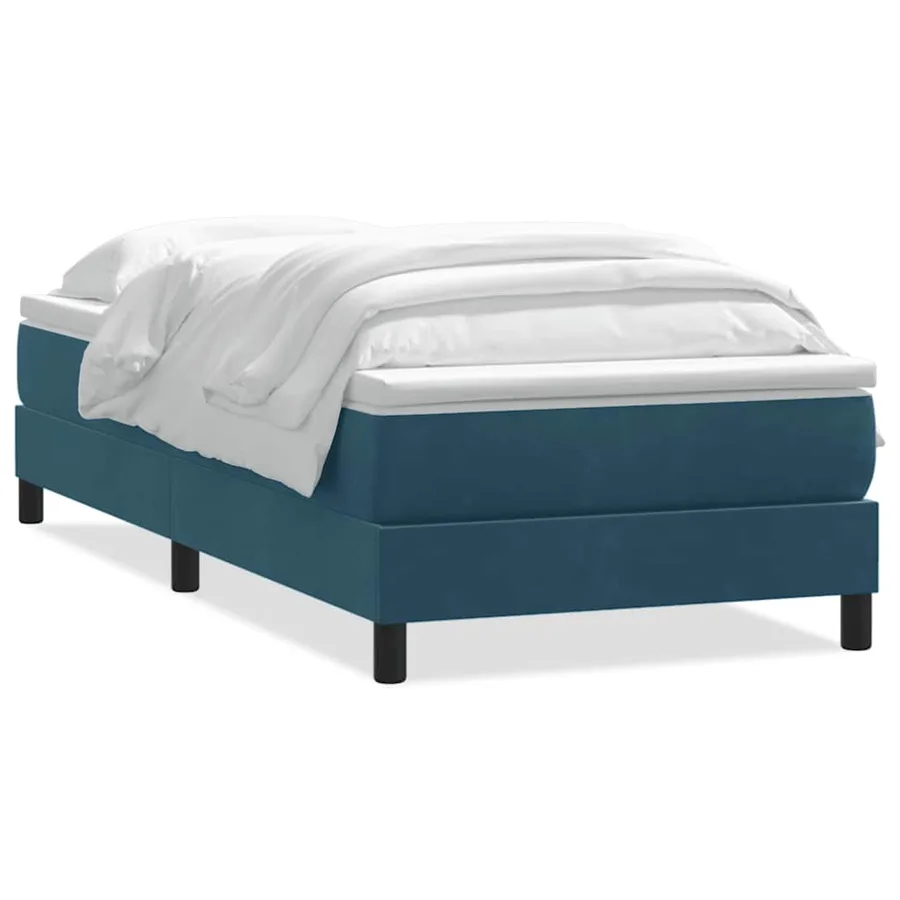 Sommier à lattes de lit et matelas bleu foncé 90x220 cm velours - 2