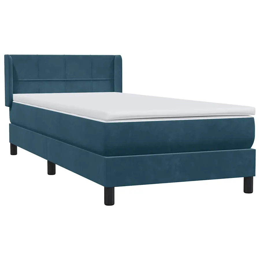 Sommier à lattes de lit et matelas bleu foncé 90x220 cm velours - 4