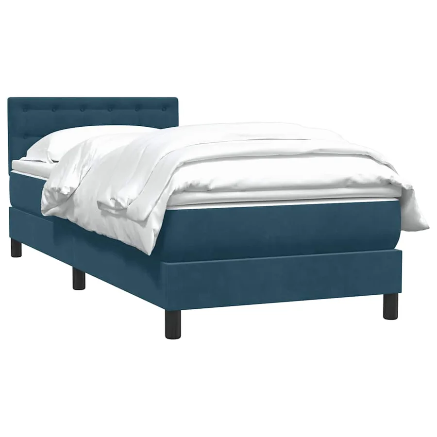 Sommier à lattes de lit et matelas bleu foncé 90x220 cm velours - 3