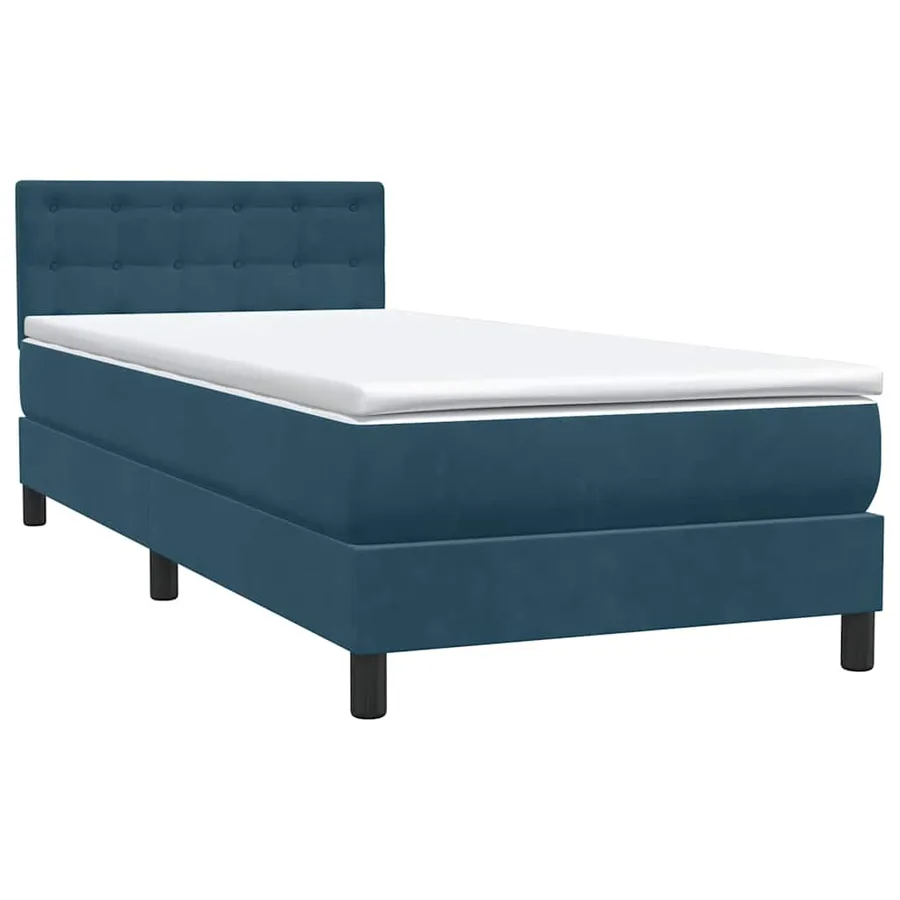 Sommier à lattes de lit et matelas bleu foncé 90x220 cm velours - 4