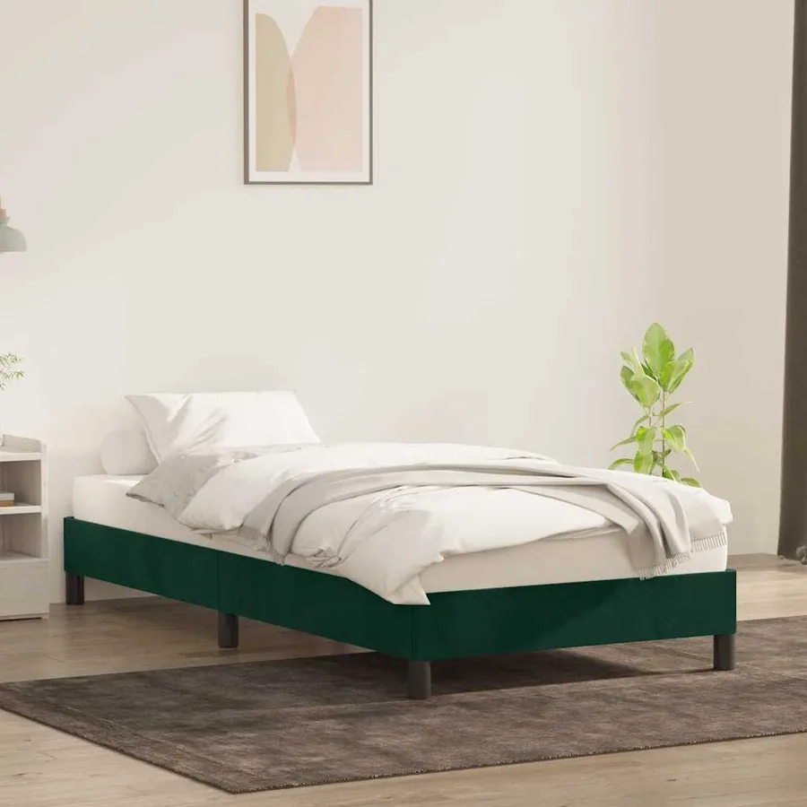 Cadre de lit sans matelas vert foncé 80x210 cm velours - 3