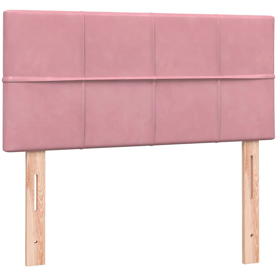Sommier à lattes de lit avec matelas et LED rose 90x220 cm velours - 7