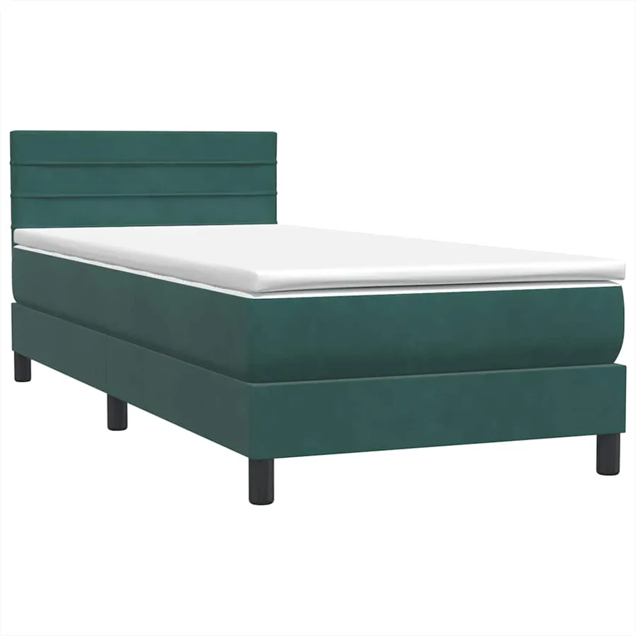 Sommier à lattes de lit et matelas et LED vert foncé 80x210 cm velours - 5