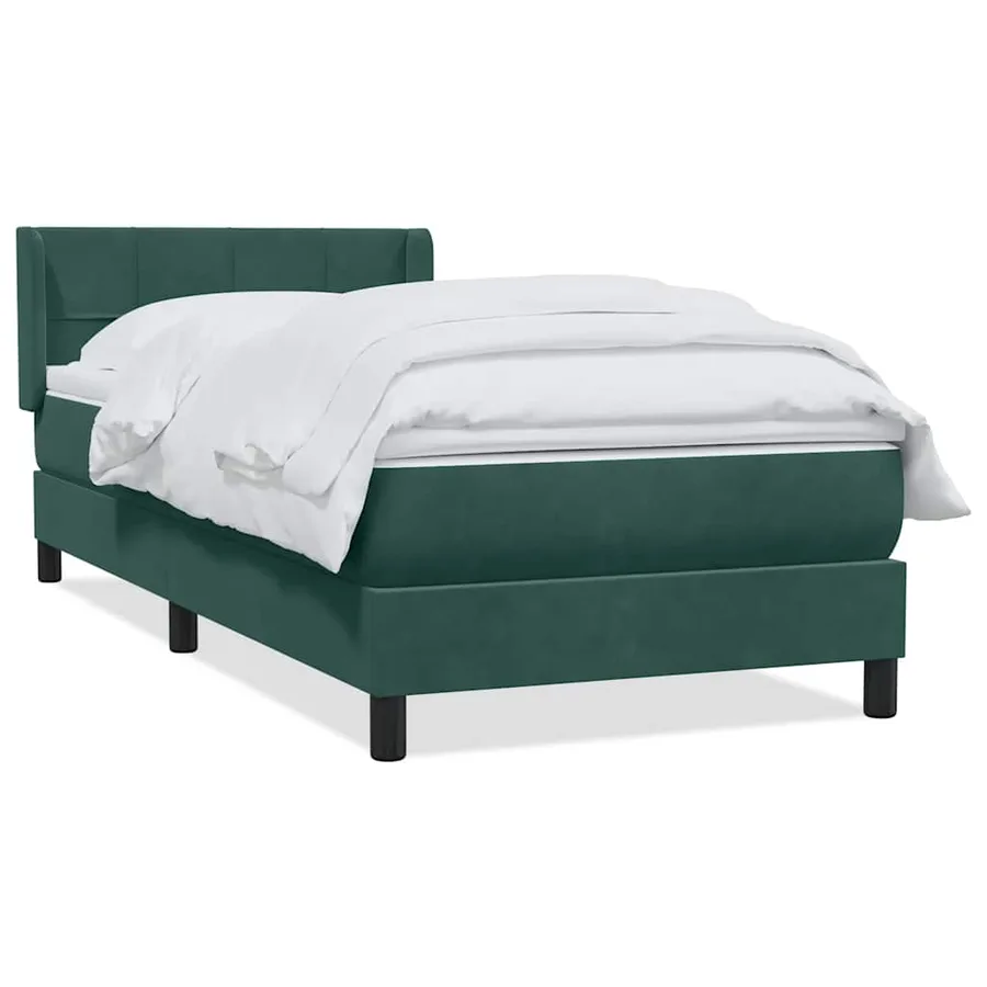 Sommier à lattes de lit et matelas vert foncé 80x210 cm velours - 2