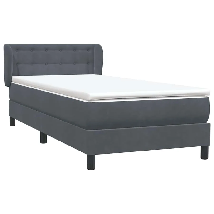 Sommier à lattes de lit et matelas gris foncé 90x210 cm velours - 4