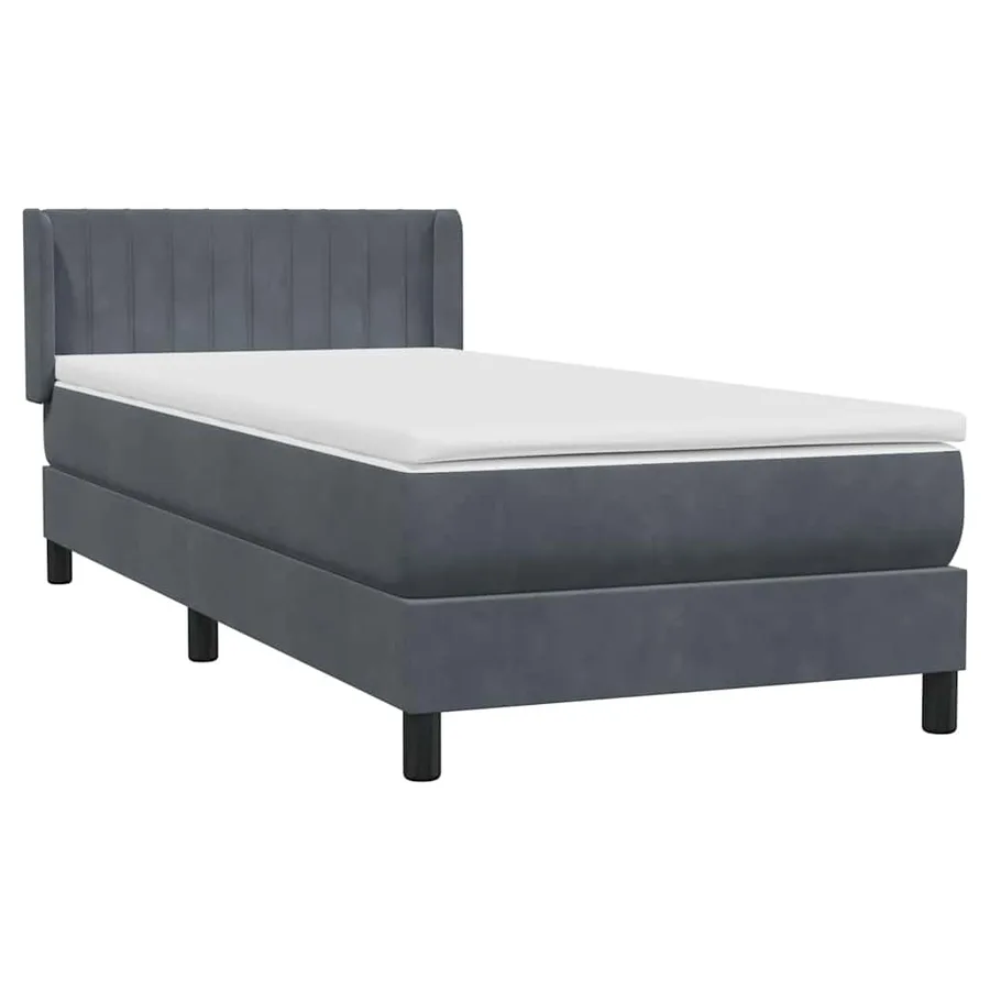 Sommier à lattes de lit et matelas gris foncé 80x220 cm velours - 4