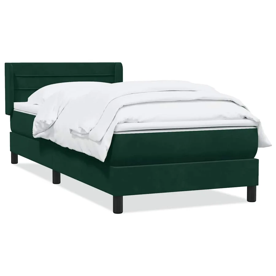 Sommier à lattes de lit et matelas vert foncé 80x220 cm velours - 2