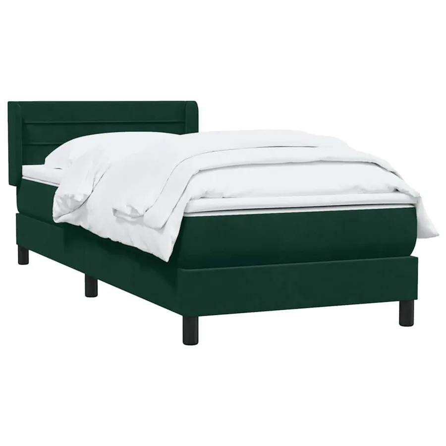 Sommier à lattes de lit et matelas vert foncé 80x220 cm velours - 3