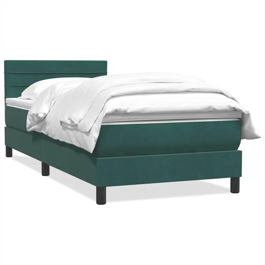 Sommier à lattes de lit et matelas vert foncé 80x210 cm velours - 2