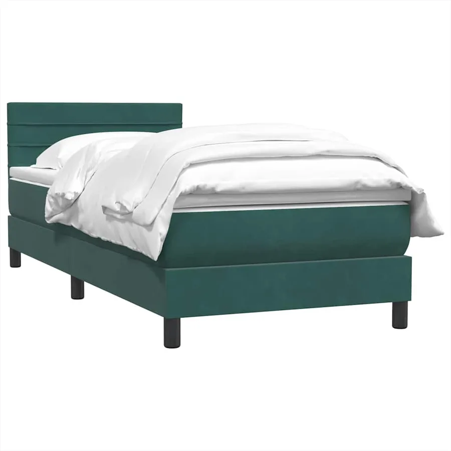 Sommier à lattes de lit et matelas vert foncé 80x210 cm velours - 3