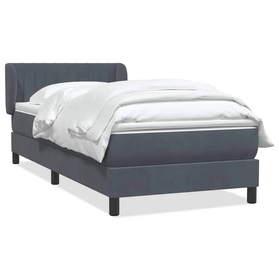 Sommier à lattes de lit et matelas gris foncé 90x210 cm velours - 2