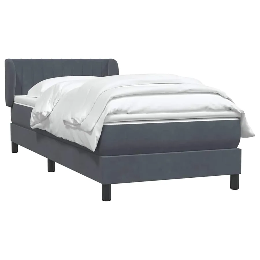 Sommier à lattes de lit et matelas gris foncé 90x210 cm velours - 3