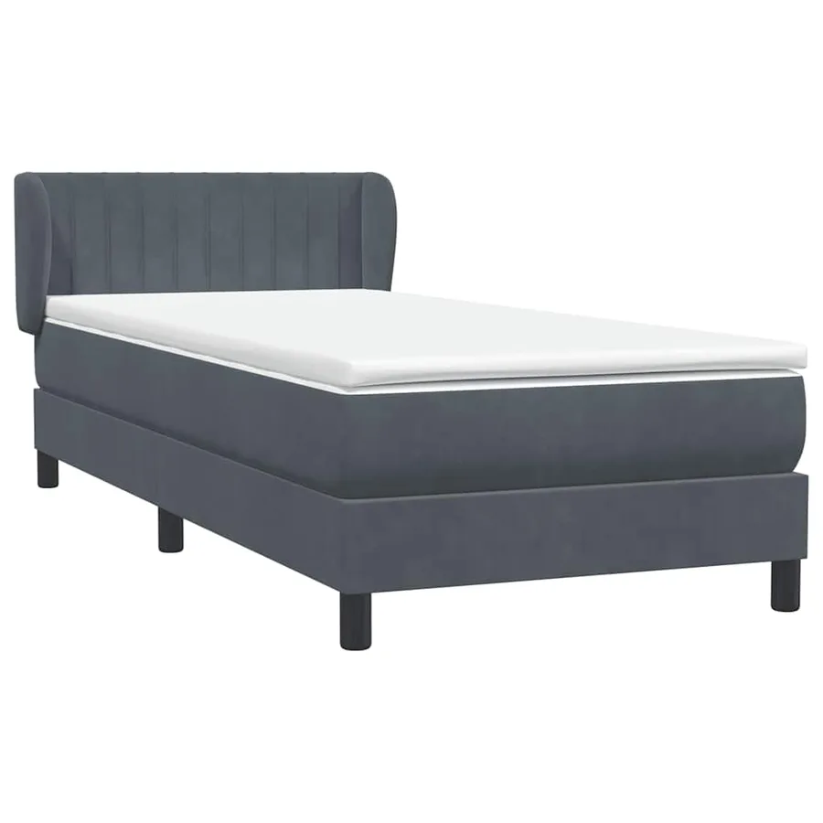 Sommier à lattes de lit et matelas gris foncé 90x210 cm velours - 4