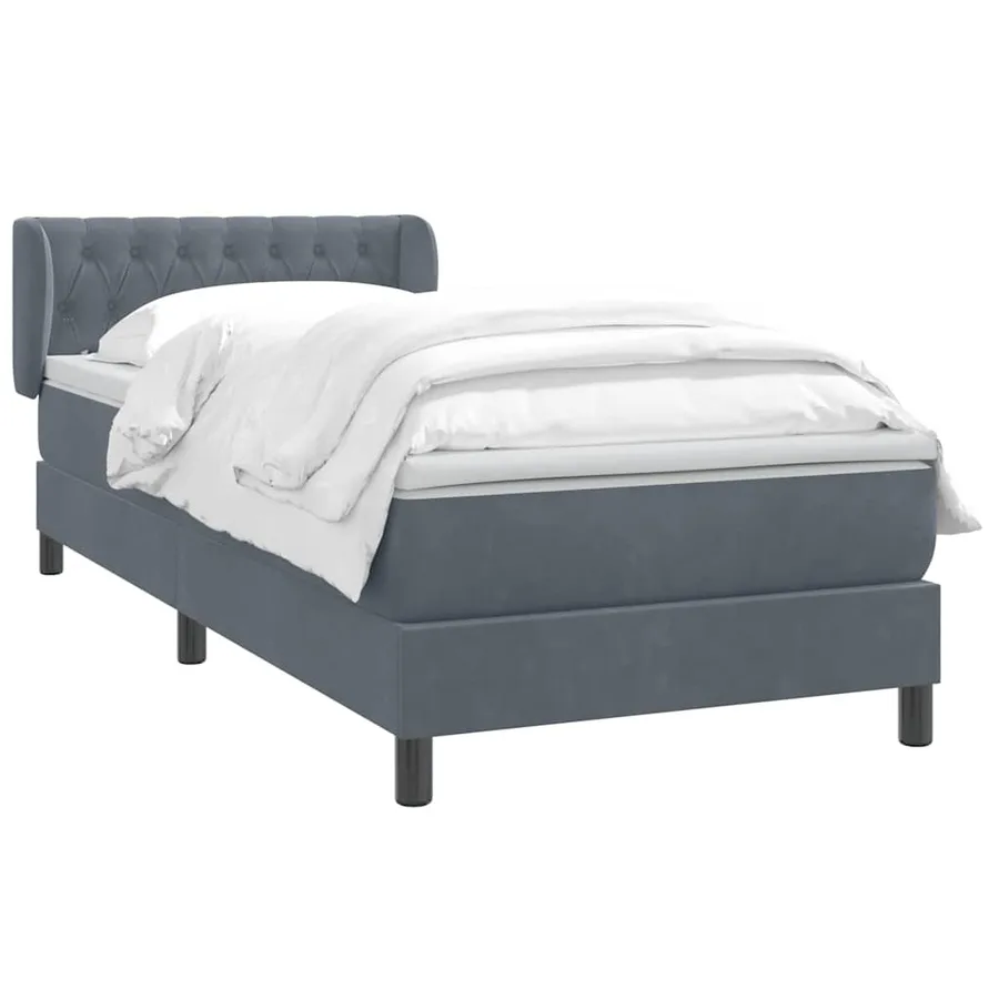 Sommier à lattes de lit et matelas gris foncé 90x210 cm velours - 3