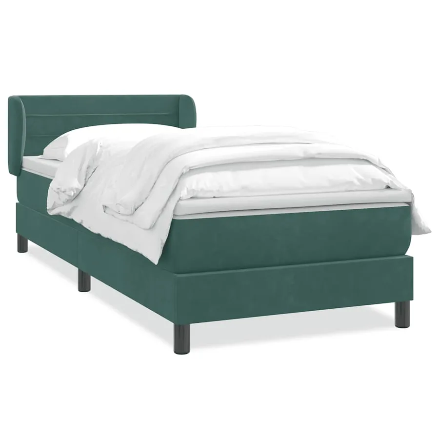Sommier à lattes de lit et matelas vert foncé 80x210 cm velours - 2