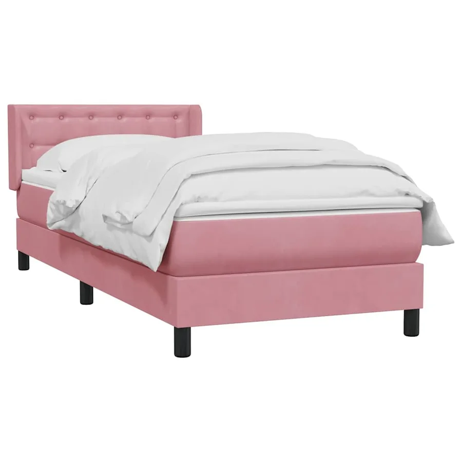 Sommier à lattes de lit avec matelas rose 90x220 cm velours - 3