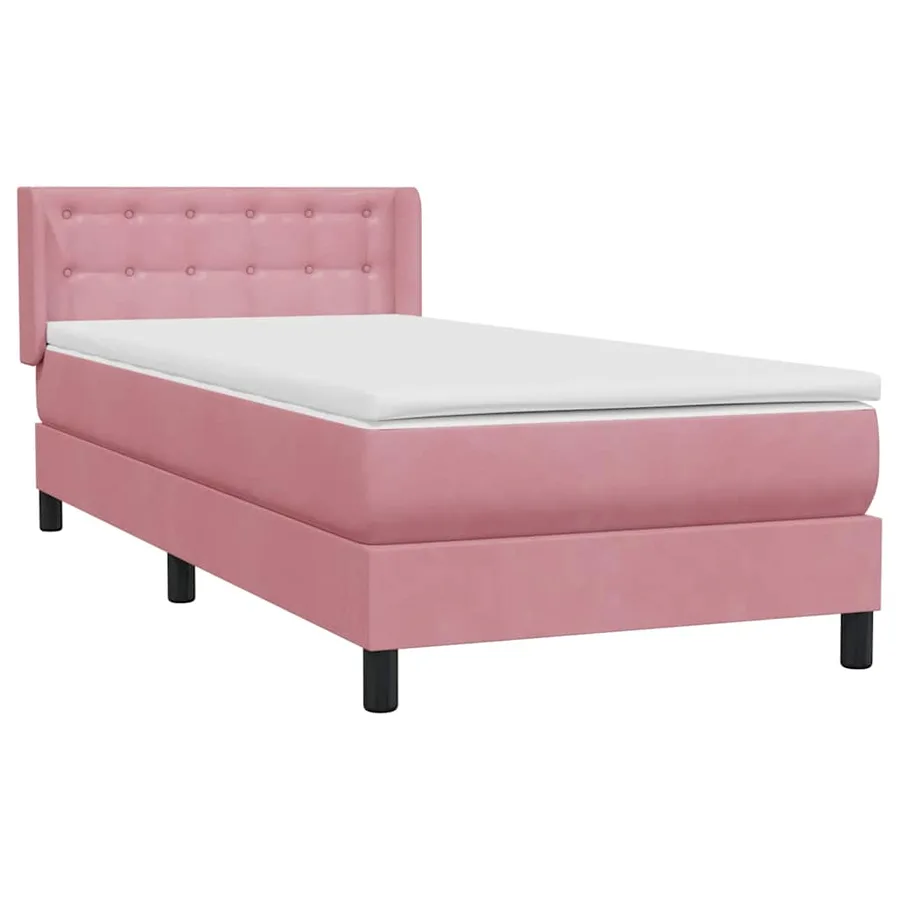 Sommier à lattes de lit avec matelas rose 90x220 cm velours - 4