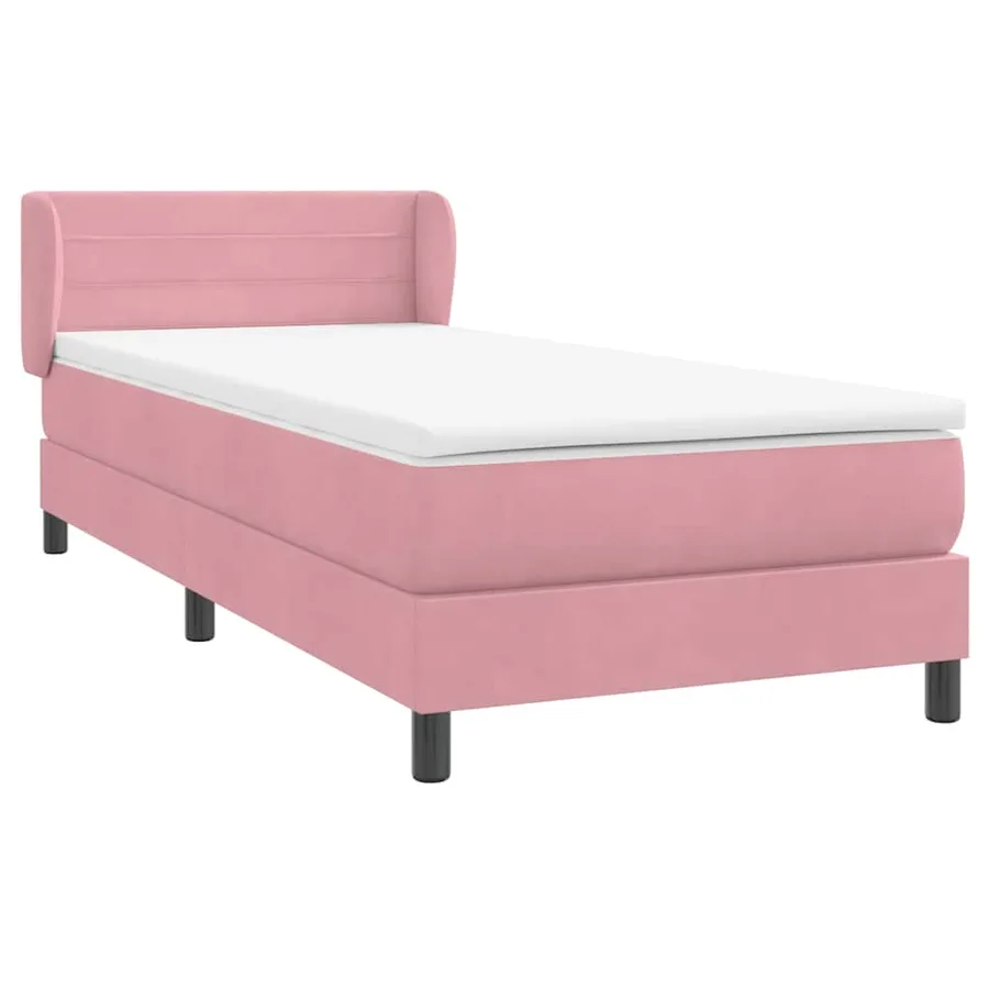 Sommier à lattes de lit avec matelas rose 90x220 cm velours - 4