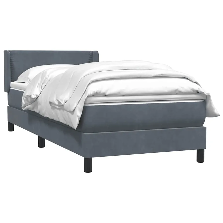 Sommier à lattes de lit et matelas gris foncé 90x210 cm velours - 3