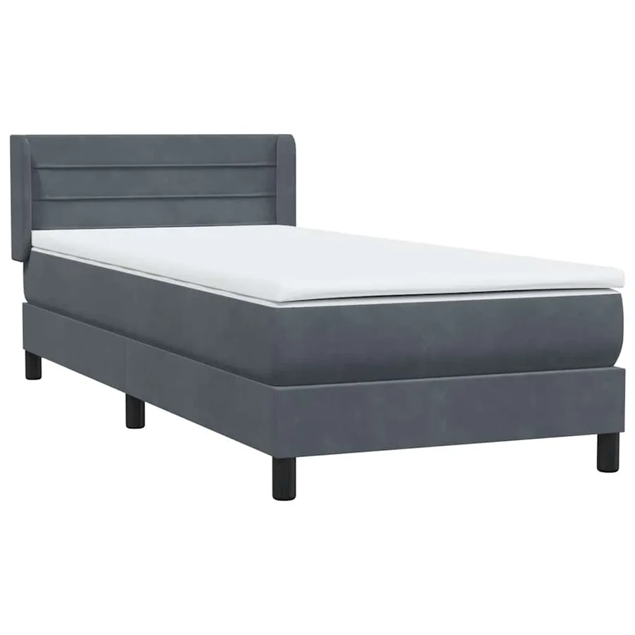 Sommier à lattes de lit et matelas gris foncé 80x220 cm velours - 4