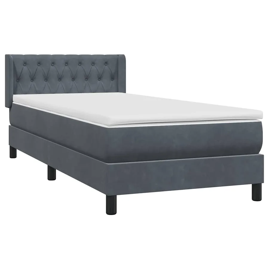 Sommier à lattes de lit et matelas gris foncé 90x210 cm velours - 4