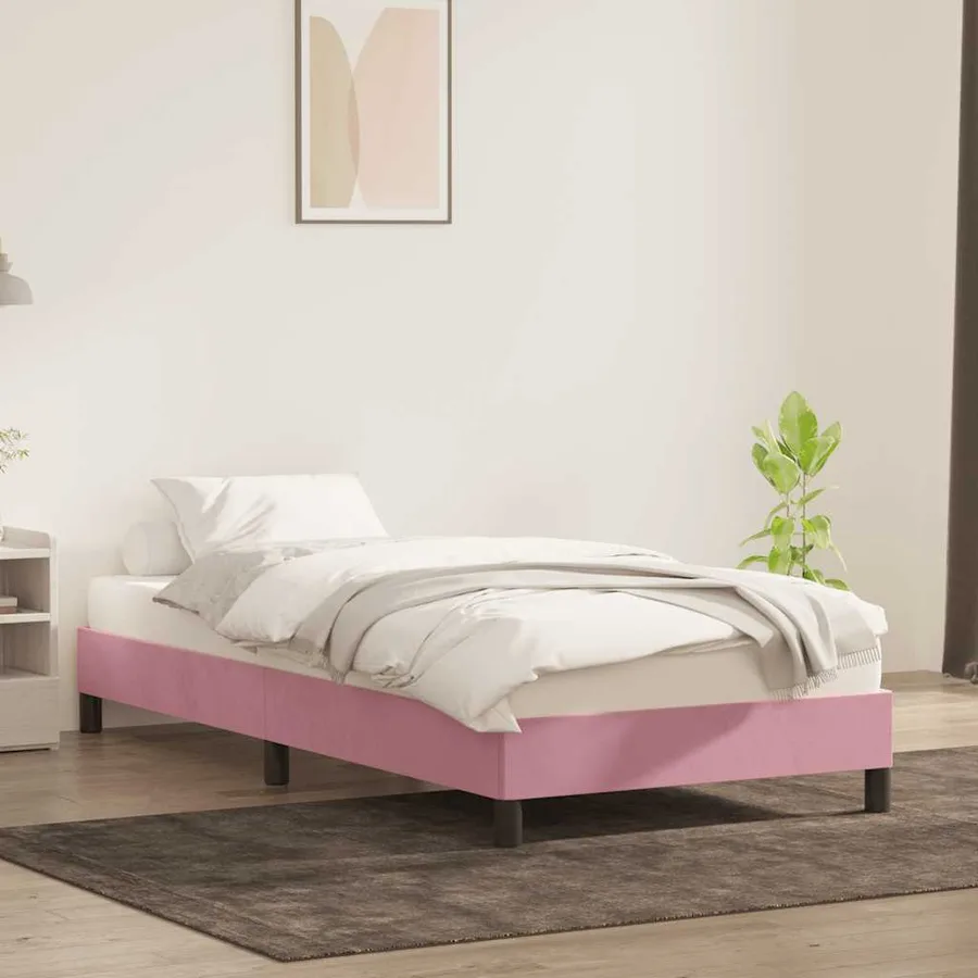 Cadre de lit sans matelas rose 80x210 cm velours - 3