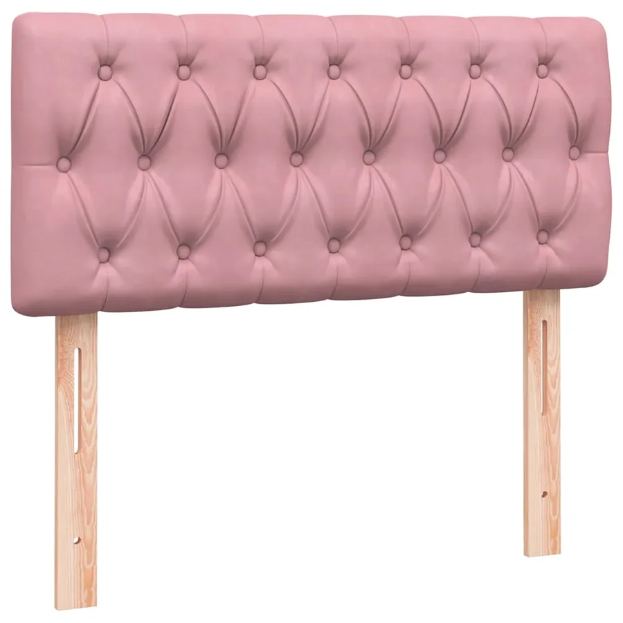 Sommier à lattes de lit avec matelas et LED rose 80x210 cm velours - 7
