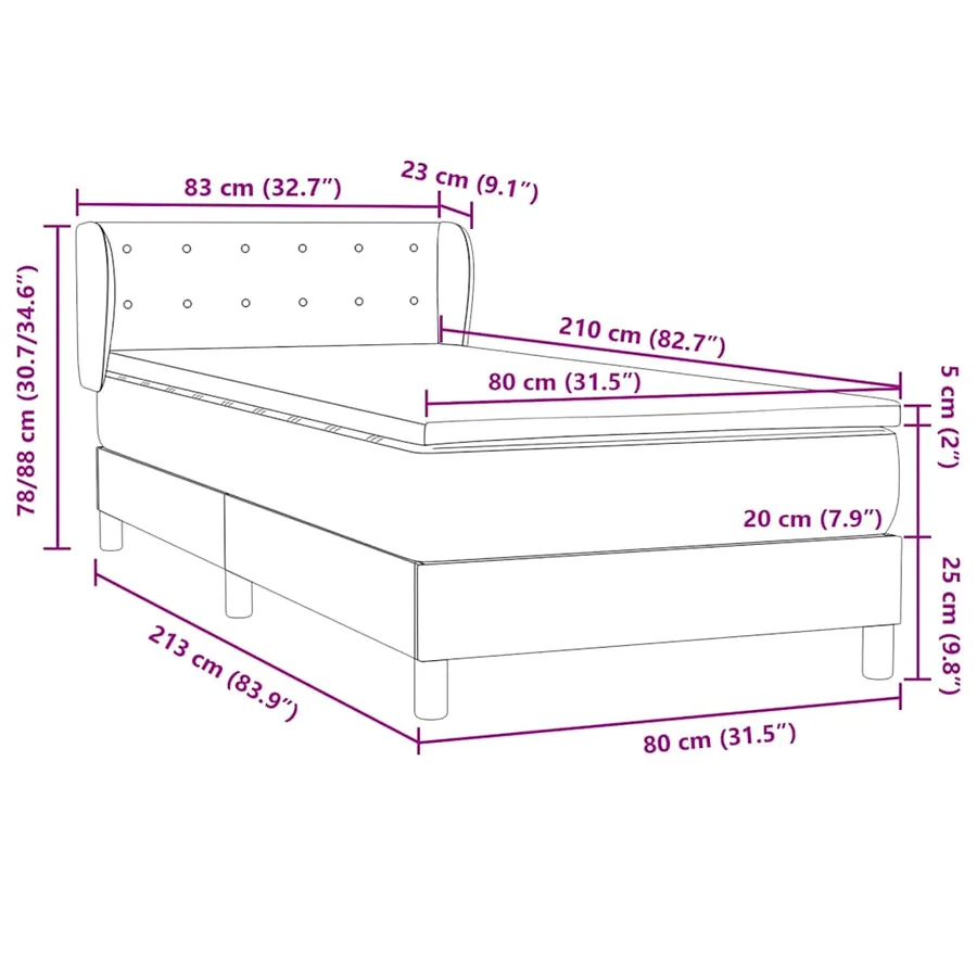 Sommier à lattes de lit et matelas gris clair 80x210 cm velours - 12
