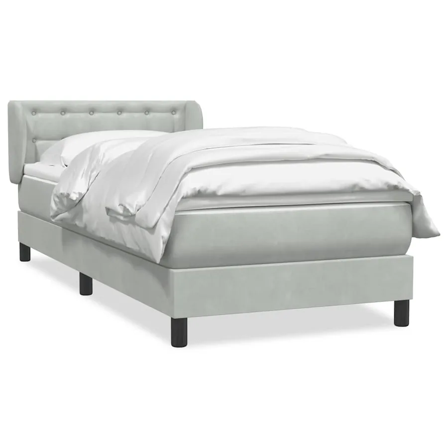 Sommier à lattes de lit et matelas gris clair 80x210 cm velours - 2
