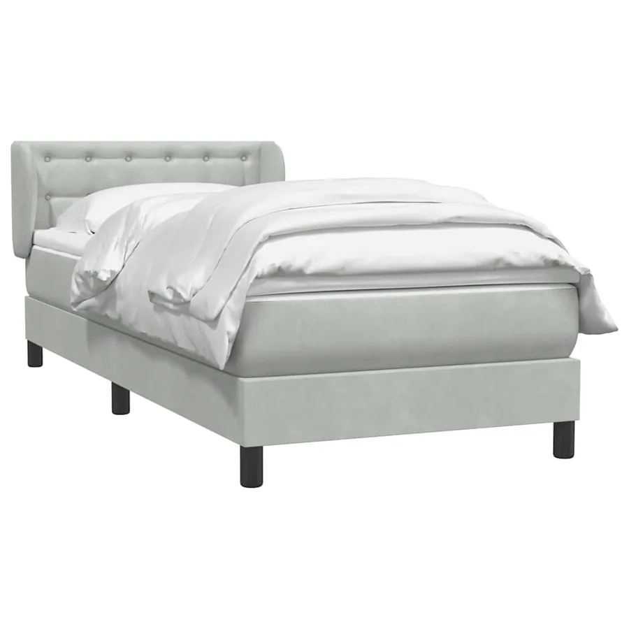 Sommier à lattes de lit et matelas gris clair 80x210 cm velours - 3