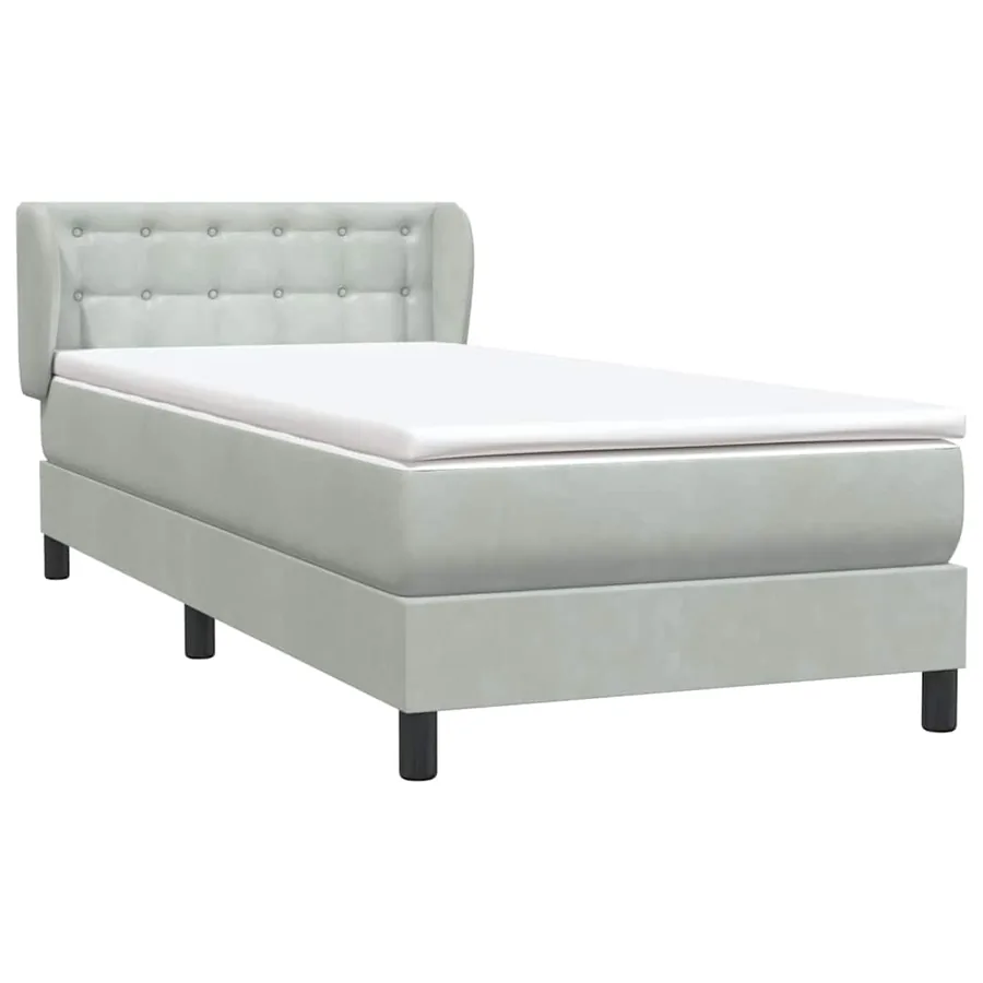 Sommier à lattes de lit et matelas gris clair 80x210 cm velours - 4