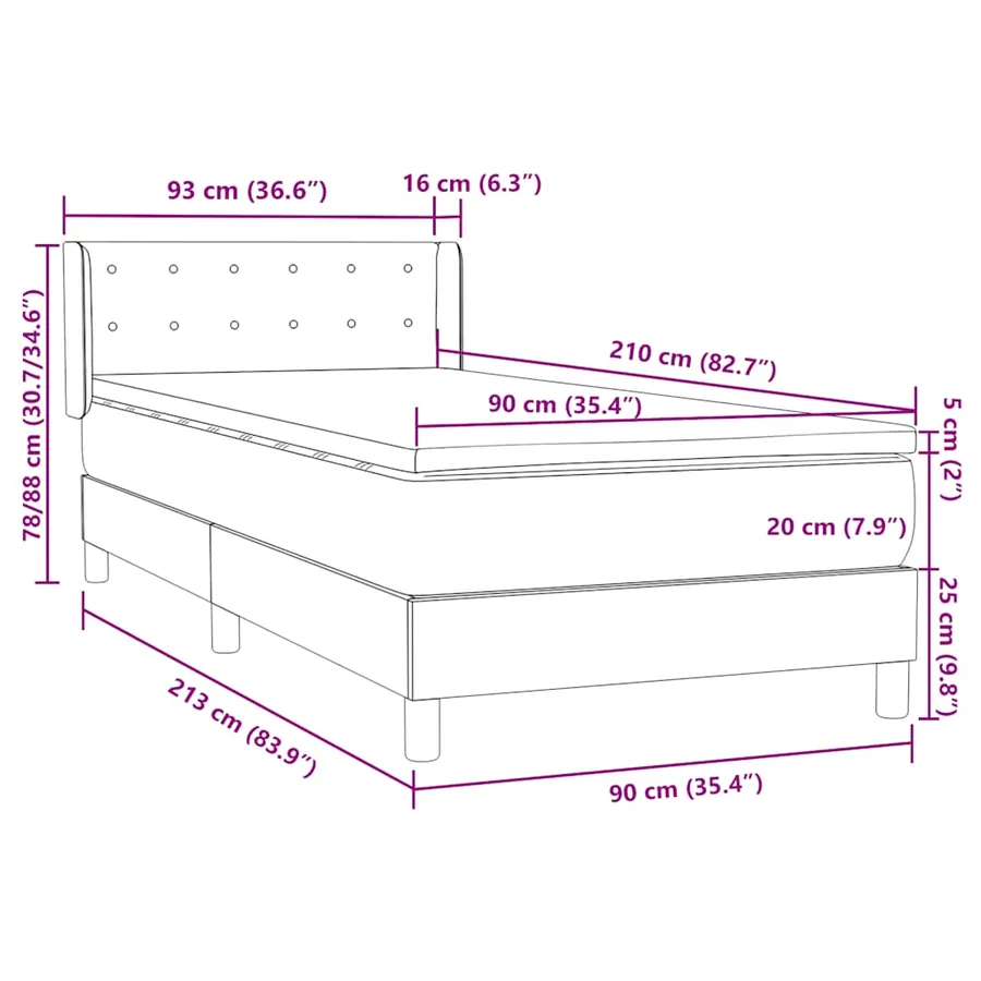 Sommier à lattes de lit avec matelas rose 90x210 cm velours - 12