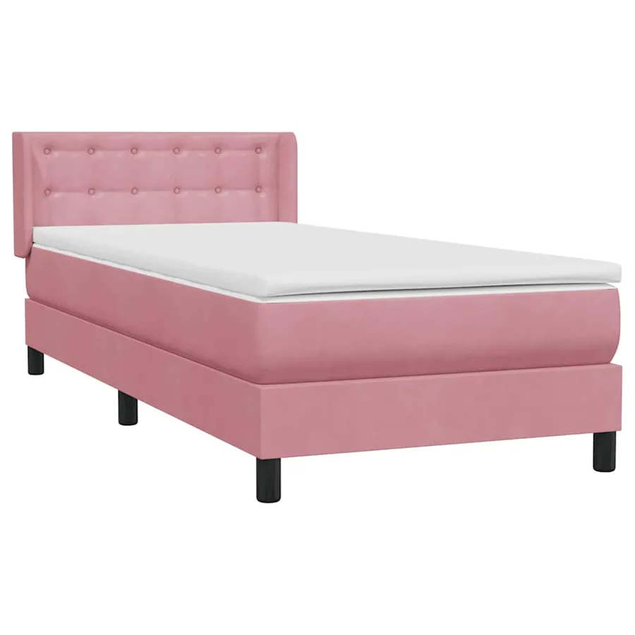 Sommier à lattes de lit avec matelas rose 90x210 cm velours - 4