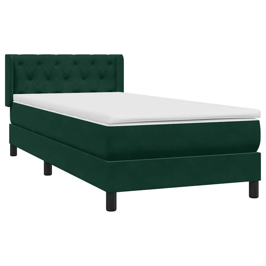 Sommier à lattes de lit et matelas vert foncé 80x220 cm velours - 2