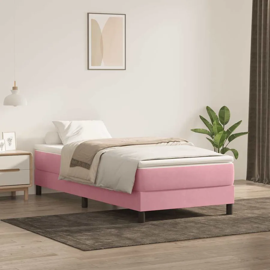 Sommier à lattes de lit sans matelas rose 80x210 cm velours - 4