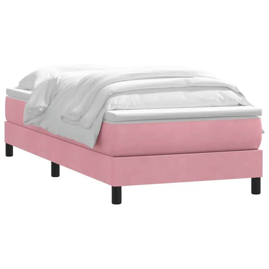 Sommier à lattes de lit avec matelas rose 90x210 cm velours - 3