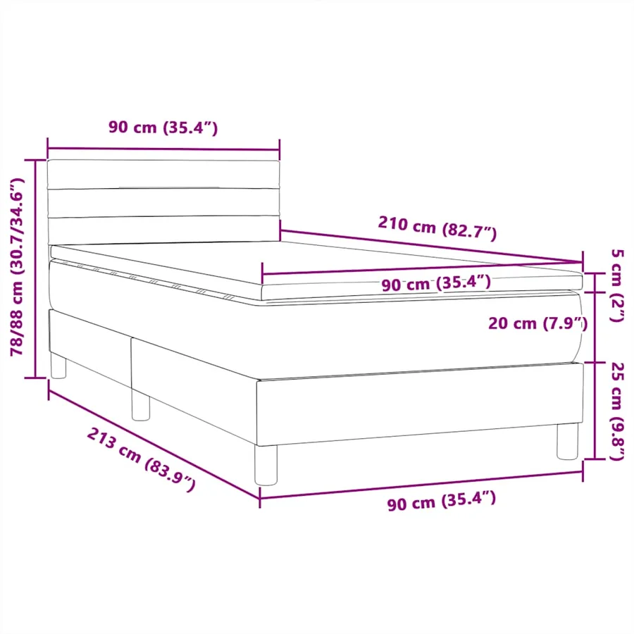 Sommier à lattes de lit avec matelas rose 90x210 cm velours - 12