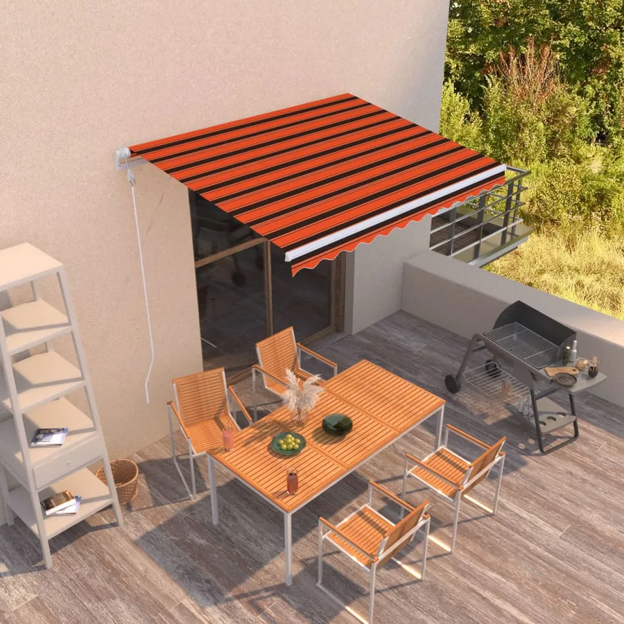 Automatic Retractable Awning 300x250 cm Orange and Brown