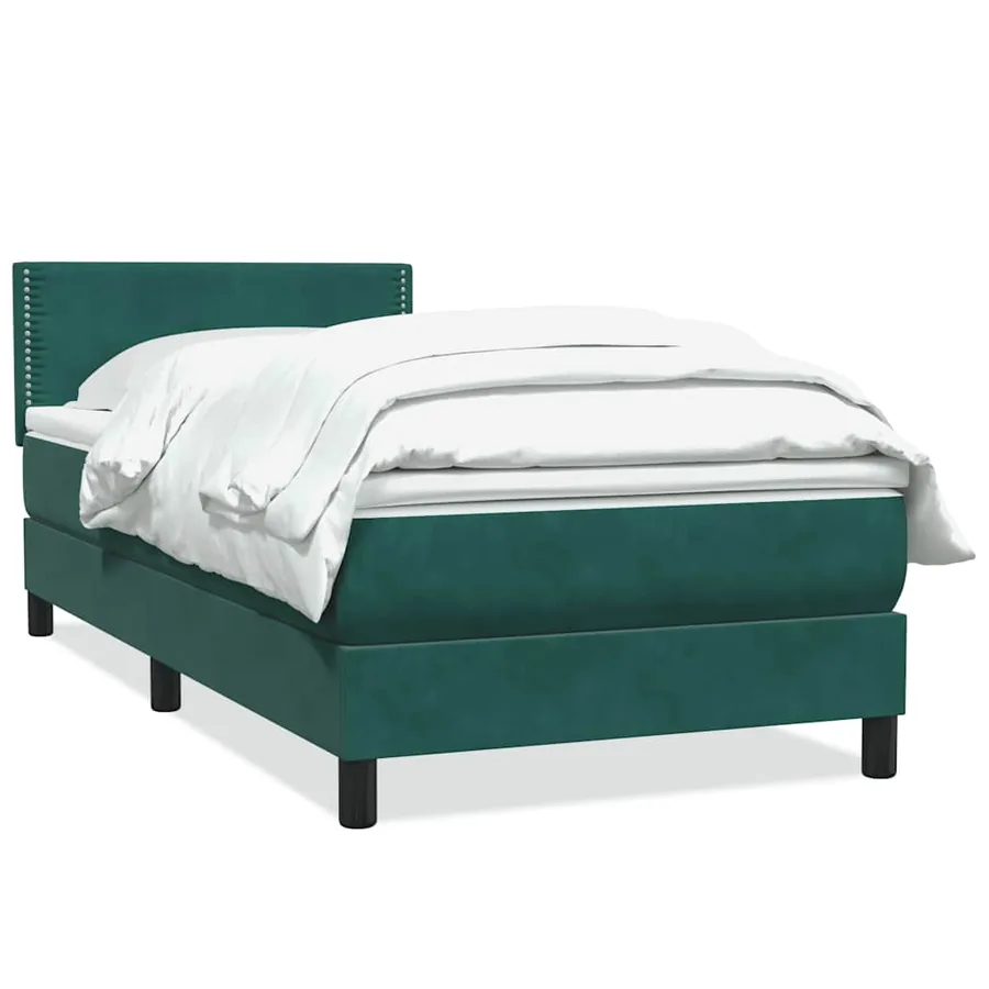 Sommier à lattes de lit et matelas vert foncé 80x220 cm velours - 2
