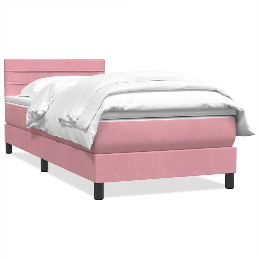 Sommier à lattes de lit avec matelas rose 80x210 cm velours - 2