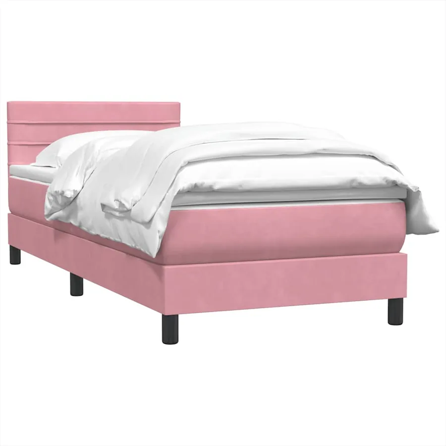 Sommier à lattes de lit avec matelas rose 80x210 cm velours - 3