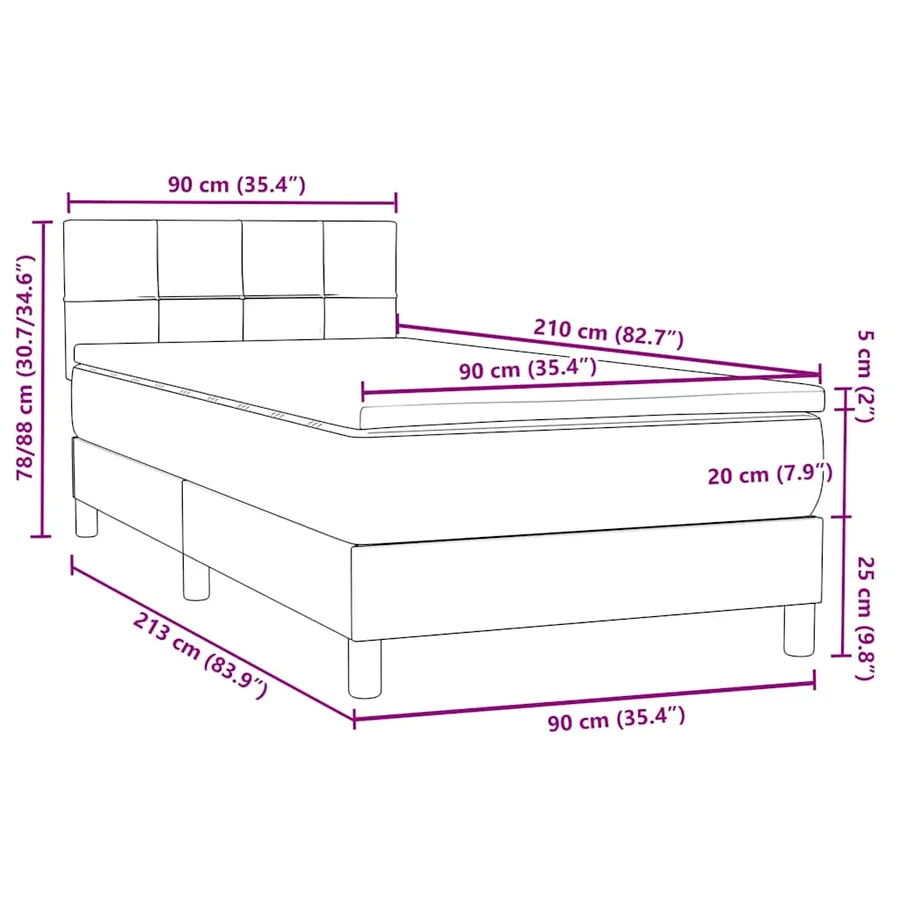 Sommier à lattes de lit avec matelas rose 90x210 cm velours - 12