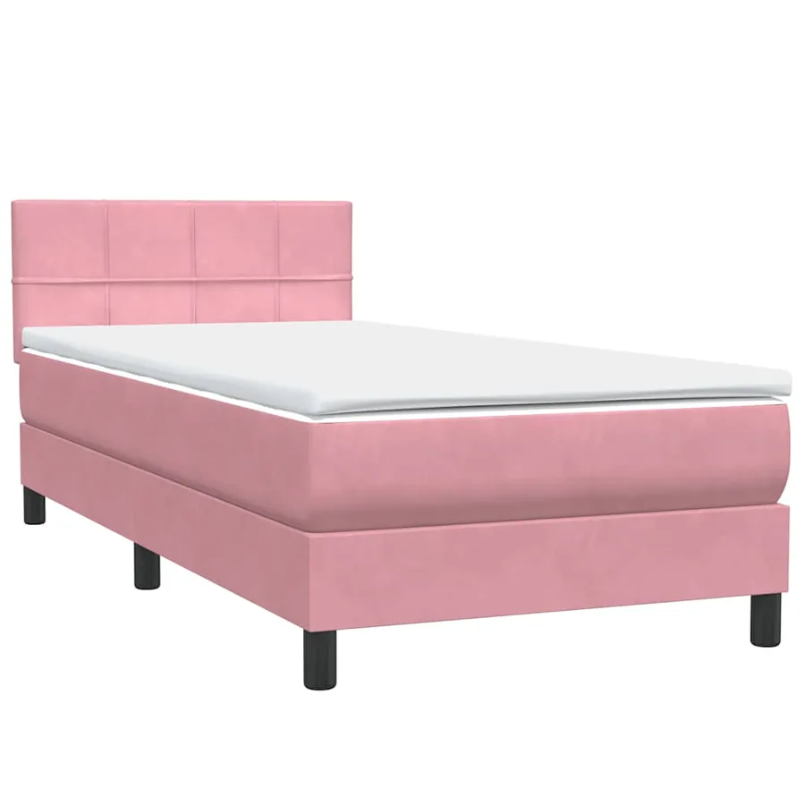 Sommier à lattes de lit avec matelas rose 90x210 cm velours - 4
